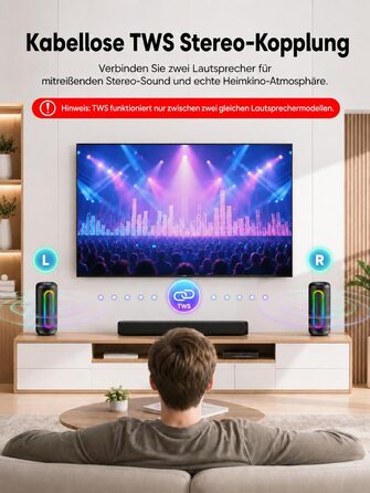 Портативна Bluetooth колонка UOHHBOE 30W, чорна: музика до 30 годин, RGB підсвічування, IPX5 водонепроникність