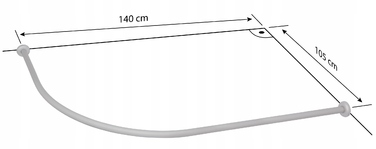 Дуговий шторний карниз Estiva 105-140 x 27 мм, срібний