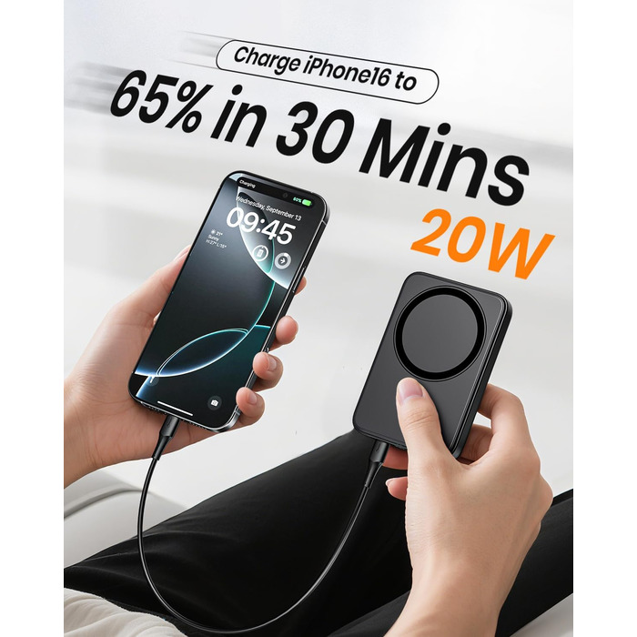 Power Bank A ADDTOP 10000mAh з бездротовою зарядкою та PD 20W - чорний