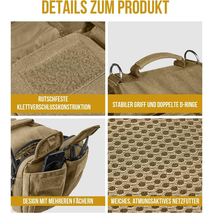 Шлейка для собак OneTigris з рюкзаком, Hoppy Caper 3.0, для середніх/великих собак, рюкзак для собак з 2 основними та 4 додатковими кишенями - Зелений (M, Коричневий)