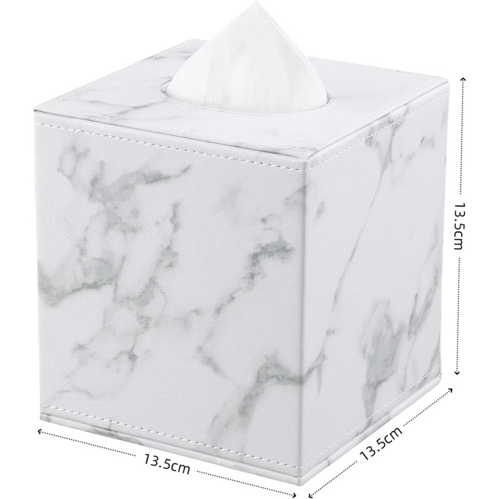 KINGFOM Скляна коробочка для серветок, шкіра PU, для авто, офісу, ванної кімнати, спальні (Мрамор)