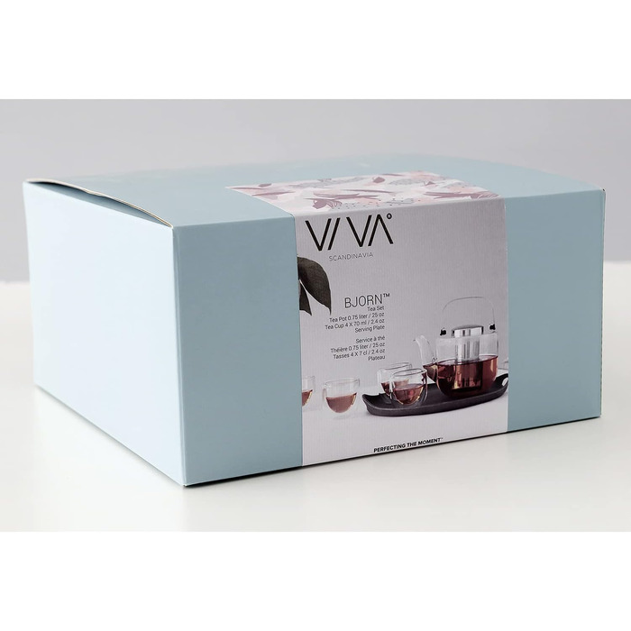 VIVA Scandinavia Teapot with infuser, glass tea maker with heat-resistant tea strainer, glass pot for tealights with burner, suitable for loose leaf tea (without tea bags), 1.3 Liter (Set)