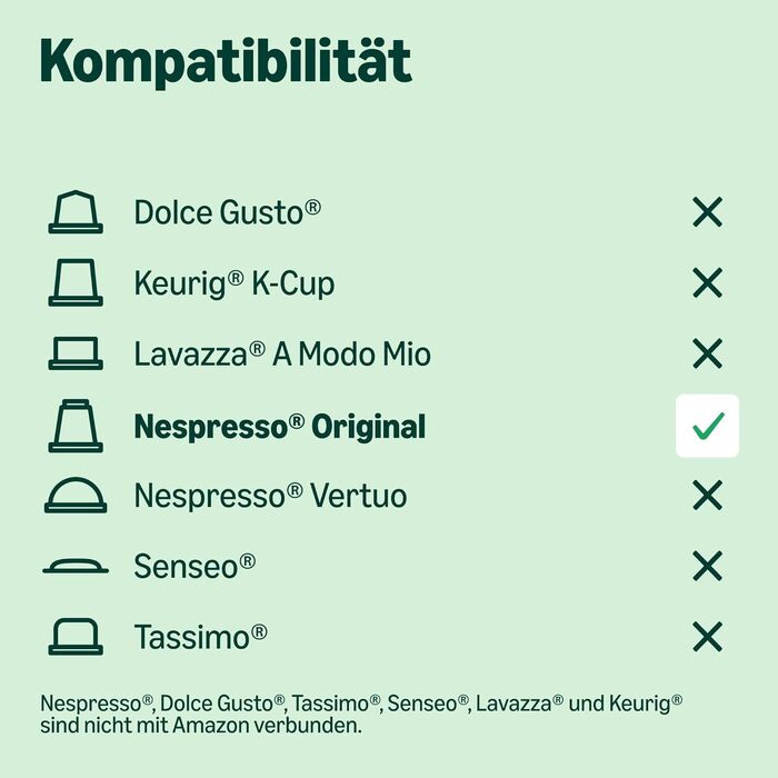 Кавові капсули Amazon з алюмінію, сумісні з Nespresso, легкого обсмаження, м'який еспресо, 100 шт (5 упаковок по 20 шт), сертифікат Rainforest Alliance