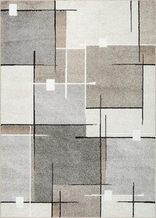 Килим Pearl Moderner Dichter Kurzflor для вітальні та спальні, геометричний дизайн, картатий, сірий (240 x 330 см)