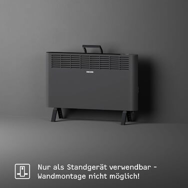 Електричний конвекторний обігрівач Stiebel Eltron 2 kW, для площі 25 м², з терморегулятором, на колесах, чорний, TÜV-сертифікований