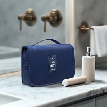 Чоловіча косметичка для подорожей з ручкою, блакитна: кілька відділень для організації речей