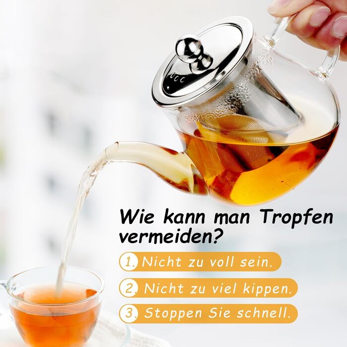 Чайник скляний Honneeo 450 мл з знімним фільтром, для листового чаю, трав'яних зборів та фруктів