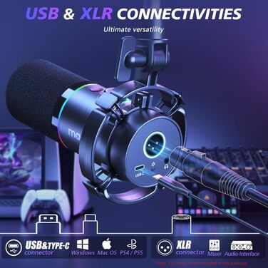 MAONO PD200XS: XLR/USB мікрофонний комплект для подкастів, стрімінгу та запису звуку (чорний)