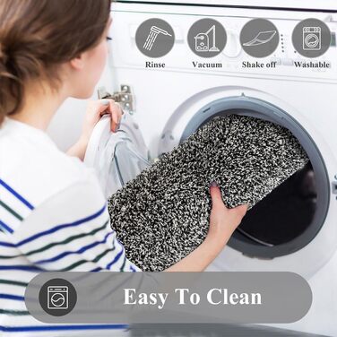 Придверний килимок Pauwer протиковзкий та зносостійкий, мийний килим для входу, тераси, коридору та саду, для дому та вулиці (45x70 см, чорний)