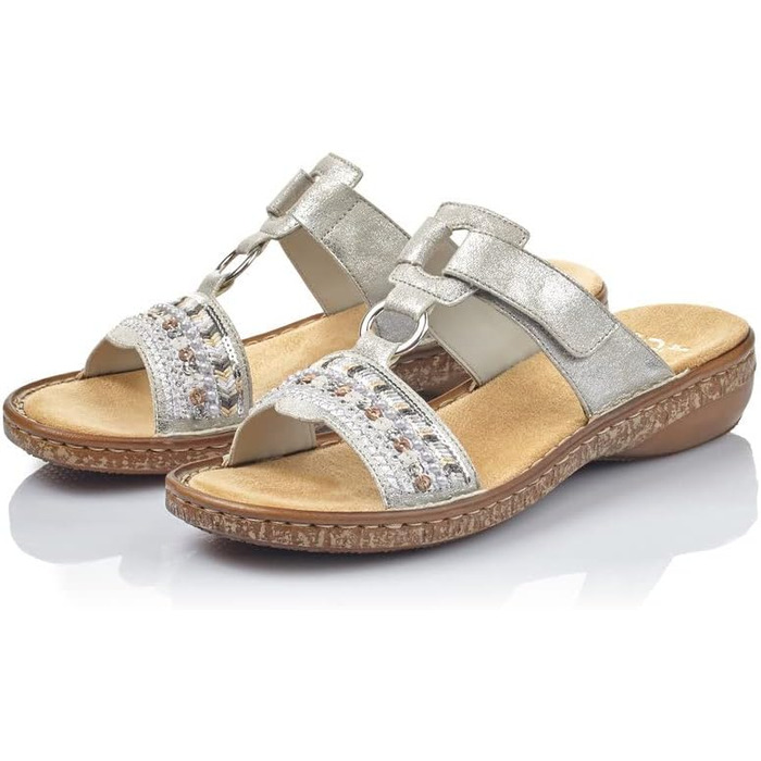 Пантолети Rieker 628M6 сріблясті жіночі Slip-On, розмір 41 EU
