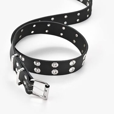 Жіночий шкіряний ремінь Punk стилю з пряжкою, чорний, з отворами у вигляді зірок, для джинсів та пальто
