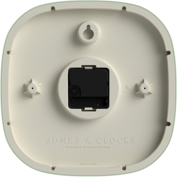 JONES CLOCKS Square Retro Wall Clock made of high-quality acrylic, 'Sprite' in Mint Green, 25 x 25 x 5 cm
