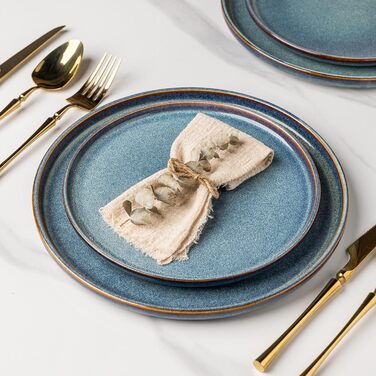 Набір керамічного посуду AmorArc для 8 осіб (24 елементи) - блакитний Ceylon, міцний, для миття в посудомийній машині та мікрохвильовій печі