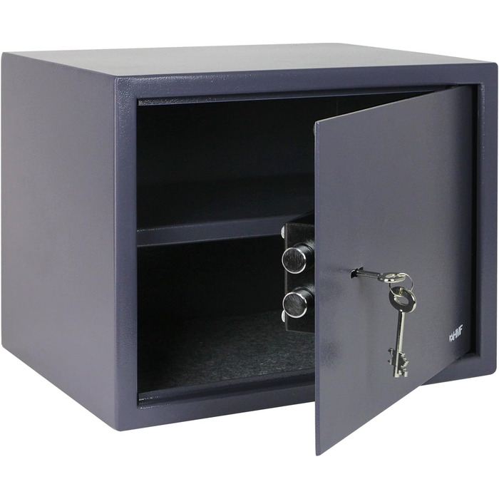 Шафа-сейф HMF 49200-11 з ключем, меблевий сейф | 38 x 30 x 30 см, антрацит