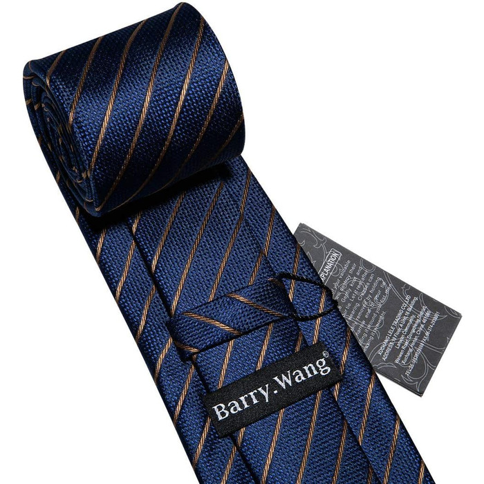Тістечка Barry.Wang в клітинку: Комплект краваток, нагрудника та запонок. Класична смугаста краватка з блакитними та коричневими смугами