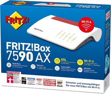 Роутер FRITZ!Box 7590 AX Wi-Fi 6: DSL-маршрутизатор з Wi-Fi 6, Mesh, DECT, VDSL Supervectoring 35b