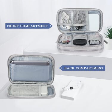 Органайзер для кабелів Simpolor: сірий кейс для зберігання кабелів, USB-накопичувачів, power bank та аксесуарів