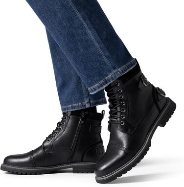 Чорні мотоциклетні черевики Bruno Marc для чоловіків, 44 EU. Шнуровка, блискавка, штучна шкіра, модель Chukka.