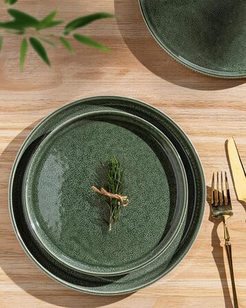 Набір посуду GBhome з каменю, 18 предметів, ручна робота, для 6 осіб, стійкий до миття в посудомийній машині та мікрохвильовій печі, набір тарілок та мисок