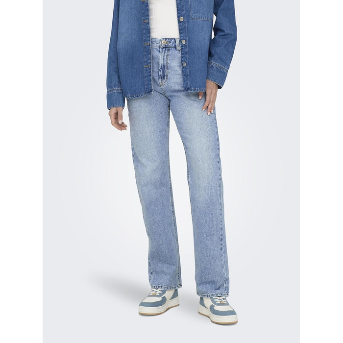 Джинси жіночі прямі ONLBLUSH світло-блакитні, середньої посадки, розмір M/32L, деним