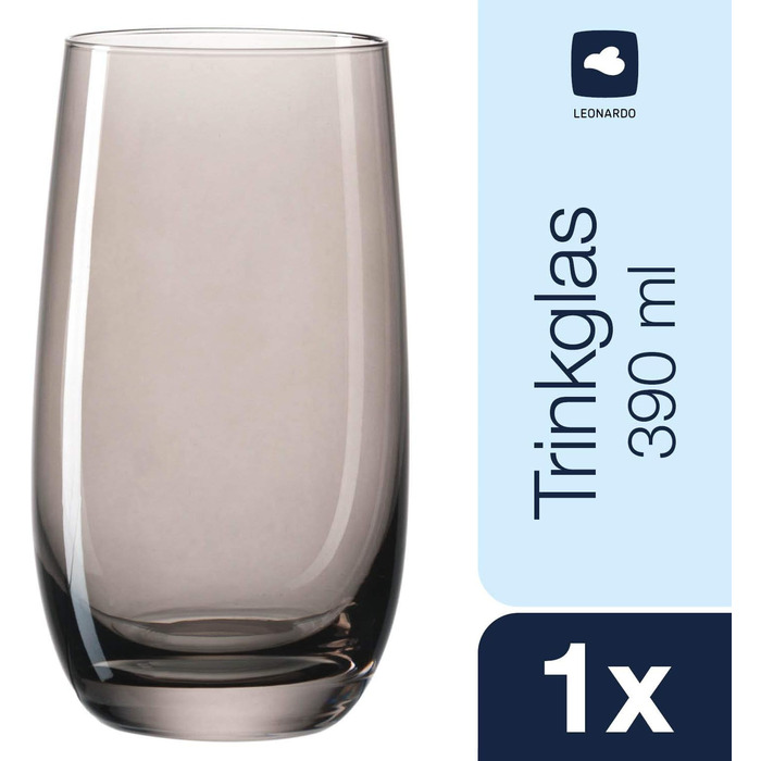 Leonardo Sora Drinking Glasses, Set of 6, Colorful Glass Set, Dishwasher-Safe Juice Glasses, Water Glasses, Drinking Cups in 6 Colors, 390 ml, Assorted Colors, 047287