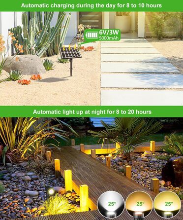 CLY Solar Lamps for Outdoors, Solar Spotlights Garden Light with Remote Control IP66 Waterproof 10 Colors 30 Dynamic Modes Timer Garden Lighting for Gardens Path Christmas Decoration 6 Pieces (Warm White/Natural/Cold White, 3 Pieces)