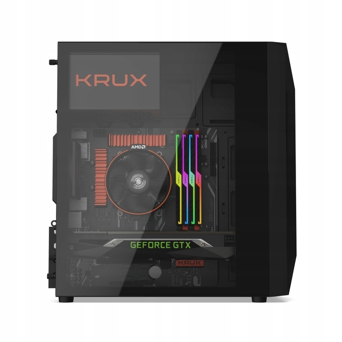 Корпус для комп'ютера Krux Astro Midi Tower, чорний, із загартованим склом
