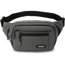 Поясна сумка на пояс для чоловіків та жінок, сумка на пояс з блискавкою, багатофункціональна поясна сумка, 5 відділень, спортивна сумка на пояс для активного відпочинку, туризму, кемпінгу та їзди на велосипеді (#2 Сірий-a)