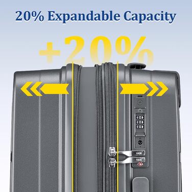 Набір валіз Joyway 4 шт. з жорстким корпусом та TSA-замком, розширюваний. Чорний, сірий.