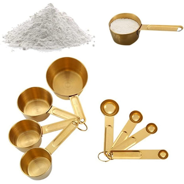 8-piece stainless steel measuring cup and spoon set for the kitchen, cookware, baking, cooking, measuring tool