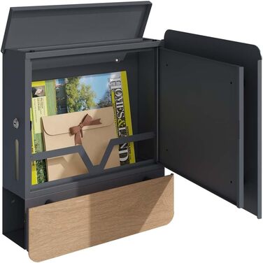 Поштова скринька настінна SCHARTEC SPB-4 світле дерево з газетницею, сучасний великий дизайн