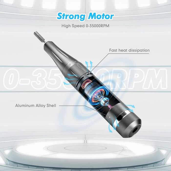 Електричний фрезер для нігтів 35000 об/хв з LED-дисплеєм та USB-зарядкою. Професійний набір для манікюру та педикюру для гелю та акрилу. DIY-інструмент для нігтів