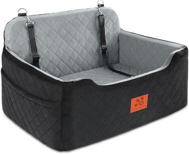 GL GLENSLAVE Dog Car Seat - Medium/Large Dogs, Up to 22kg or 2 Small Dogs - Removable & Washable Pet Car Seat (Black/Gray)