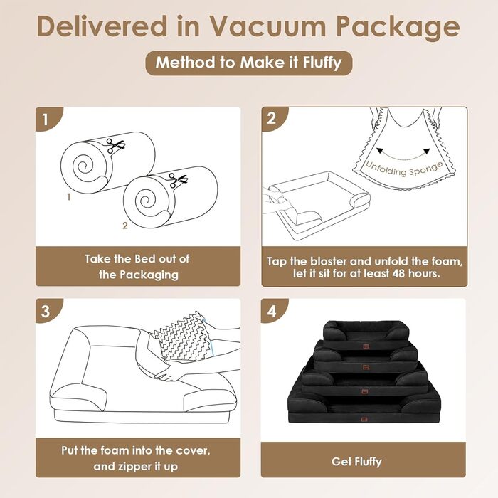 Ортопедичне ліжко для собак великих порід, 91x68 см, з Memory Foam, кошик для собак середніх порід, миється, водонепроникне, неслизьке, диванчик для собак з високим бортиком (104x69x17 см, чорний)