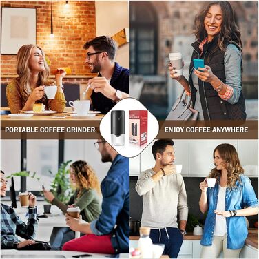 Weinsamkeit Coffee Grinder, USB Rechargeable Electric Coffee Grinder with Ceramic Burr Grinder Adjustable Coarseness Espresso Coffee Grinder Portable Electric Grinder for Coffee Beans Spices Beans