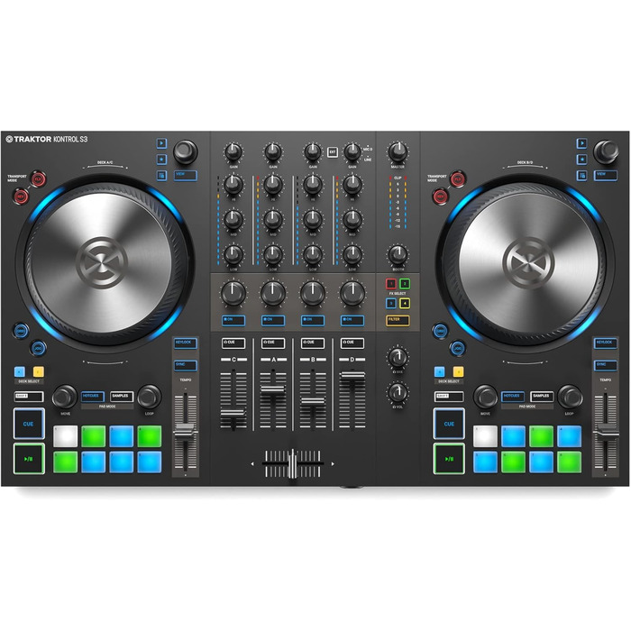 DJ контролер Native Instruments Traktor Kontrol S3 4-канальний з 16 педами та інтегрованою звуковою картою, Traktor Pro 4