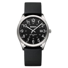 Годинники чоловічі кварцові LN LENQIN з датою, водонепроникні (30м), з ремінком з нейлону, полеві годинники для чоловіків, легкий читання (сріблясті)