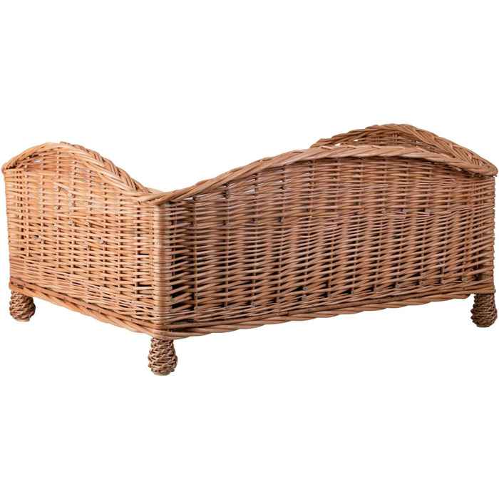 Корзина для собаки/кішки з плетіння лози з м'яким лежаком - сіра, 54x32x25 см