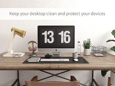 Килимок для миші RENMTURE двосторонній: Корк + PU-шкіра, 90x43 см, для офісу та дому, водостійкий, антиковзкий, чорний