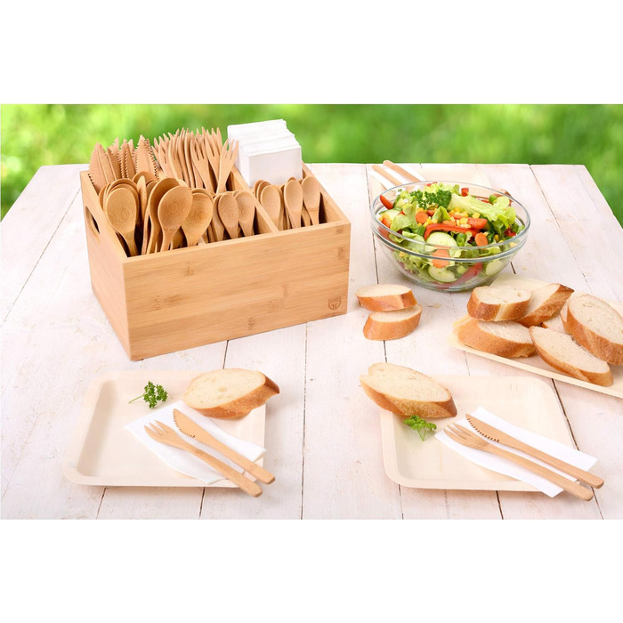 GRÄWE Bamboo Cutlery Holder with 6 Compartments