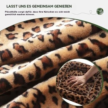 Котячий будиночок MUTICOR з когтеточкою, 206 см, багатоярусний, для великих котів, з гамаком, плюшевими платформами, широкою основою (леопардовий принт)