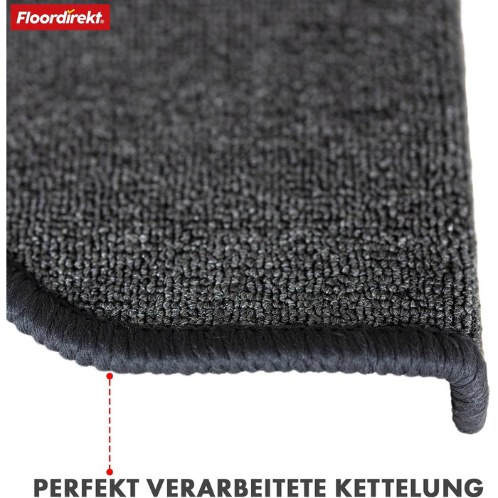 London Pro Stair Treads - Anthracite Grey - 15 Piece Set - 25x65 cm Non-Slip Stair Mats