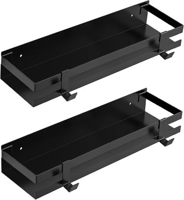 Tedsrewa Spice Rack Wall 2-Piece Set Stainless Steel Spice Rack, Black Spice Rack Hanging No Drilling, Used as Kitchen Cabinet Organizer Kitchen Shelf Wall Kitchen Shelf For Spices - 30×10×6CM