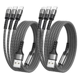Мульти USB кабель RAVIAD 3 в 1 (2 шт x 2м) для iPhone, Samsung, Huawei та інших – сірий