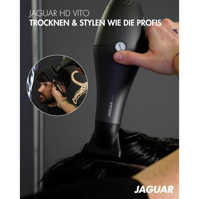 Фен JAGUAR Föhn HD VITO антрацит | Професійний фен з 3 режимами нагріву, 2 швидкостями та кнопкою холодного повітря для комфортного використання та індивідуального укладання волосся