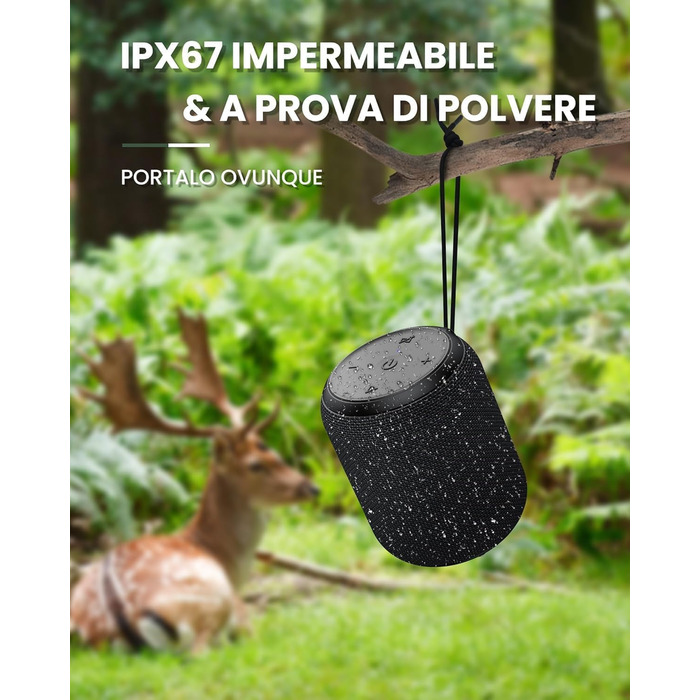 Bluetooth колонка NOTABRICK портативна, водонепроникна IPX67, бездротова 5.0, стерео бас, акумулятор 15 год, підтримка SD/TF/AUX, для дому, вулиці, пляжу, подорожей (чорна)
