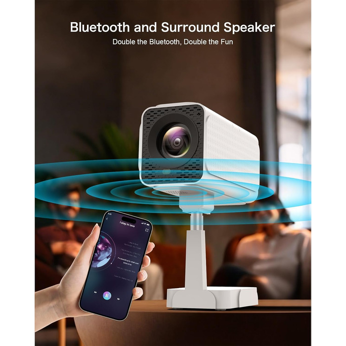 Smart Beamer Puxinat з Android TV, WiFi 6, Bluetooth 5.2: Міні проектор 1080P з авто-корекцією трапецеїдальних спотворень, регульованою підставкою та підтримкою YouTube, Netflix, Hulu