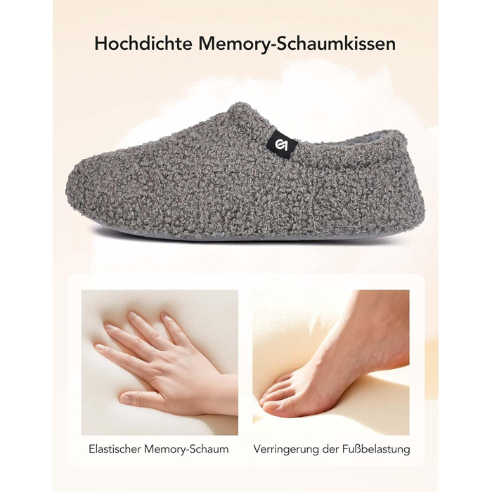 В'язані домашні тапочки VeraCosy з піною-пам'яттю та флісовою підкладкою, сірі, 38/39 EU