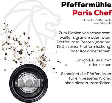 Перецьмолка Peugeot Paris Chef 22 см, нерж. сталь, срібляста