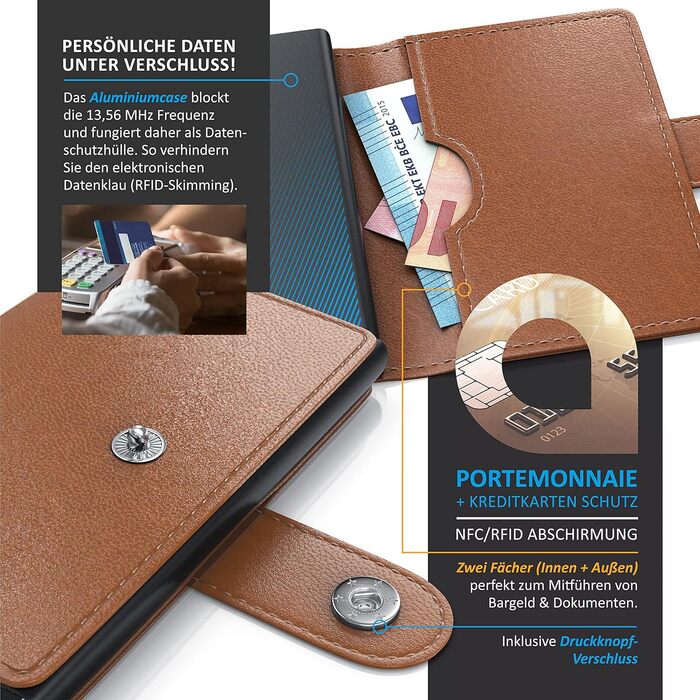 RFID-захисний картхолдер CSL - алюмінієвий картхолдер для 6 карт - чорний (Тип 3)